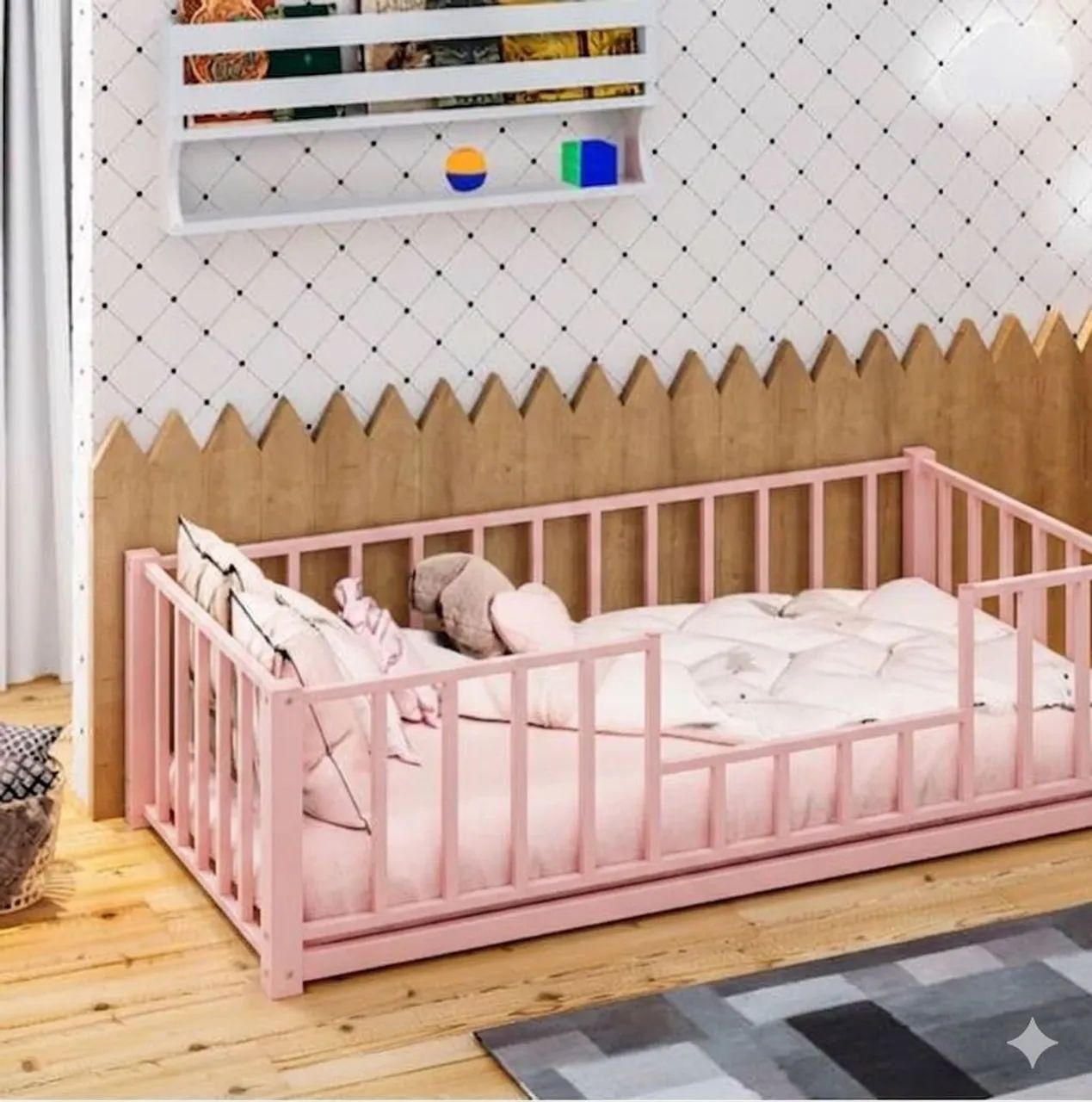 Cama industrial infantil com grade de proteção 