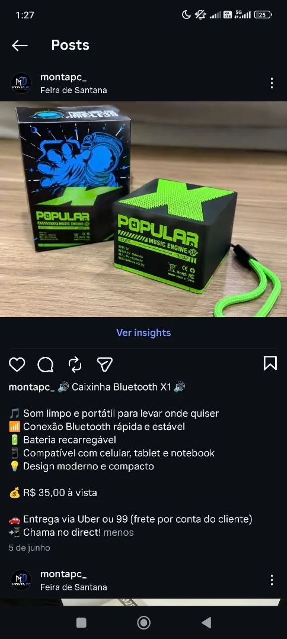 Caixinha Bluetooth X1
