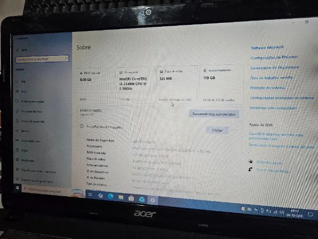 Notebook Acer i3 8GB RAM SSD 128GB - Foto 4