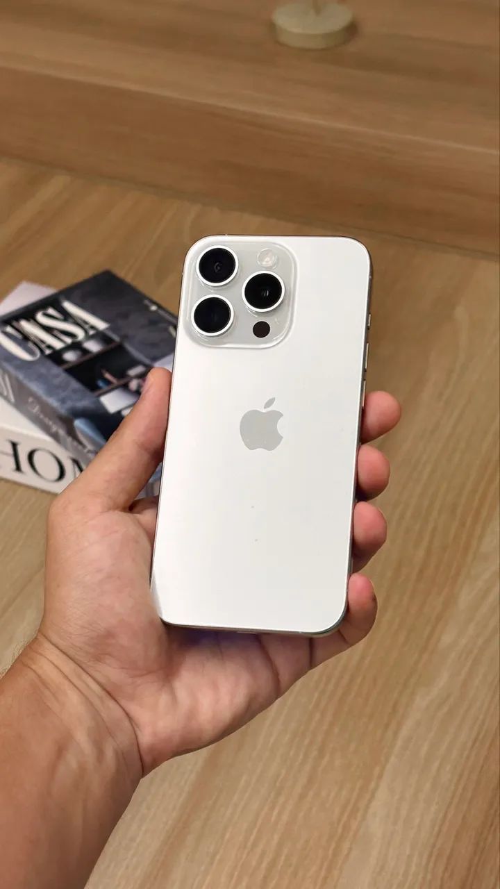 iPhone 15 Pro 256GB White - Impecável, Garantia - Celulares e