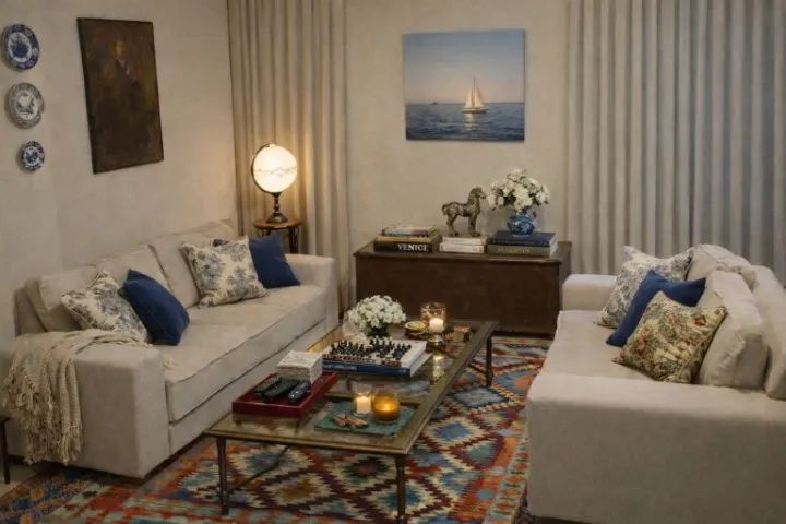 Conjunto de Sofás 2 e 3 Lugares - Linho Off White (Usado)