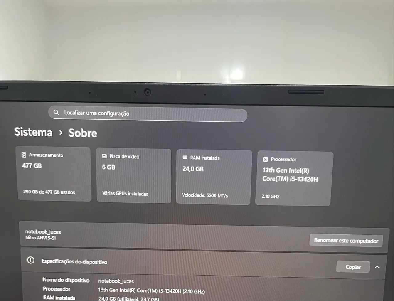 Acer nitro v15 / Aceito troca  - Foto 2