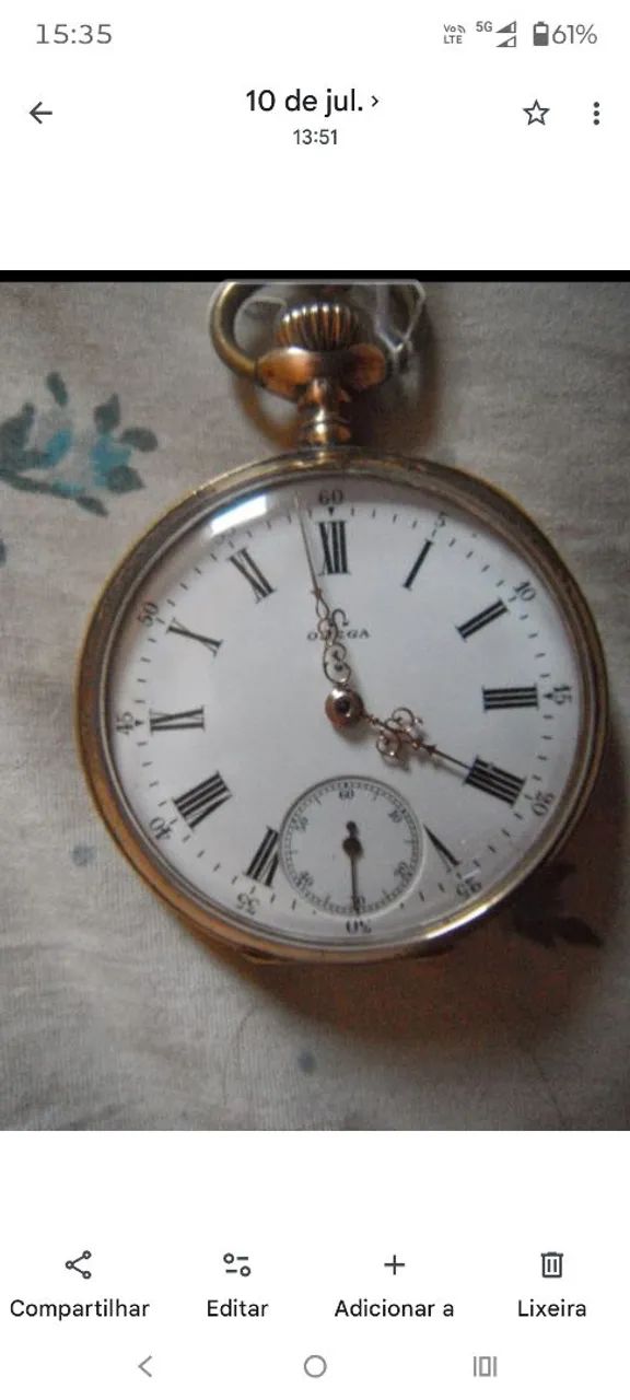 OMEGA Relógio de Bolso Original - Ouro Maciço 14K - Início do Século XX