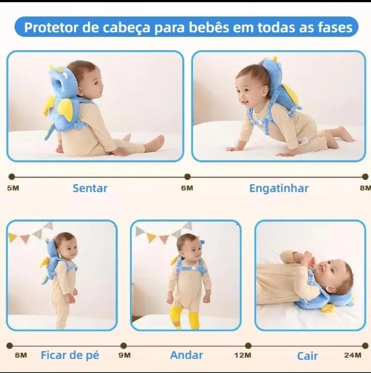 Protetor de cabeça anti queda bebê  - Foto 4