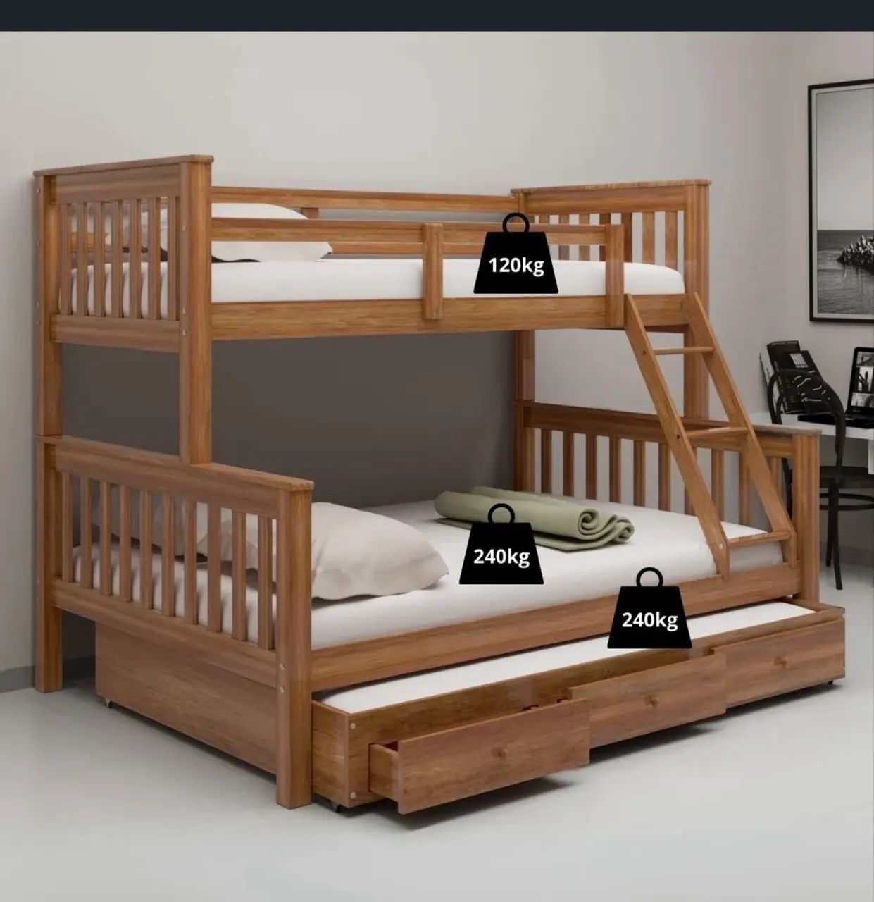 Cama Treliche Casal em madeira maciça  - Foto 2