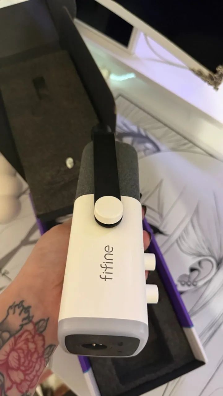 Microfone Dinâmico Fifine AMPLIGAME AM8 XLR USB-C=Branco - Foto 3