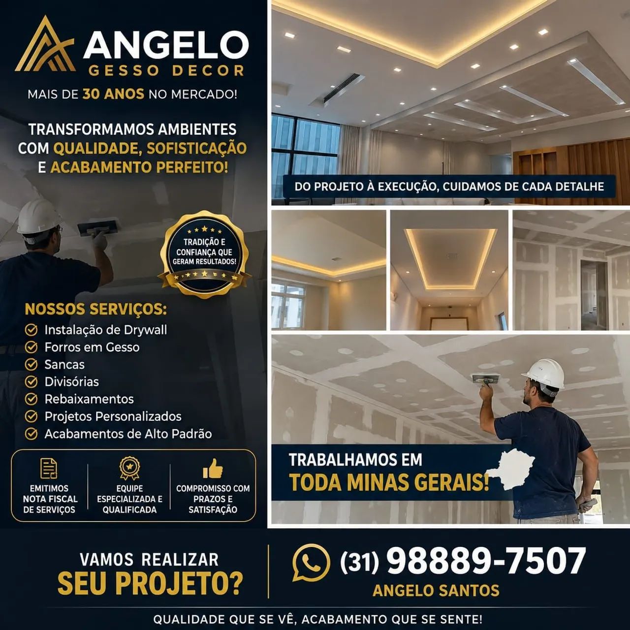 Instalação de Drywall e Sancas em Gesso 