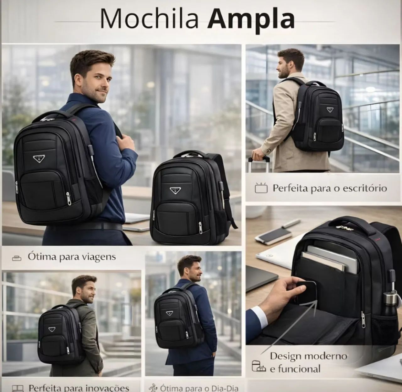 Mochila Masculina Multifuncional Trabalho Faculdade e Viagem - Foto 5