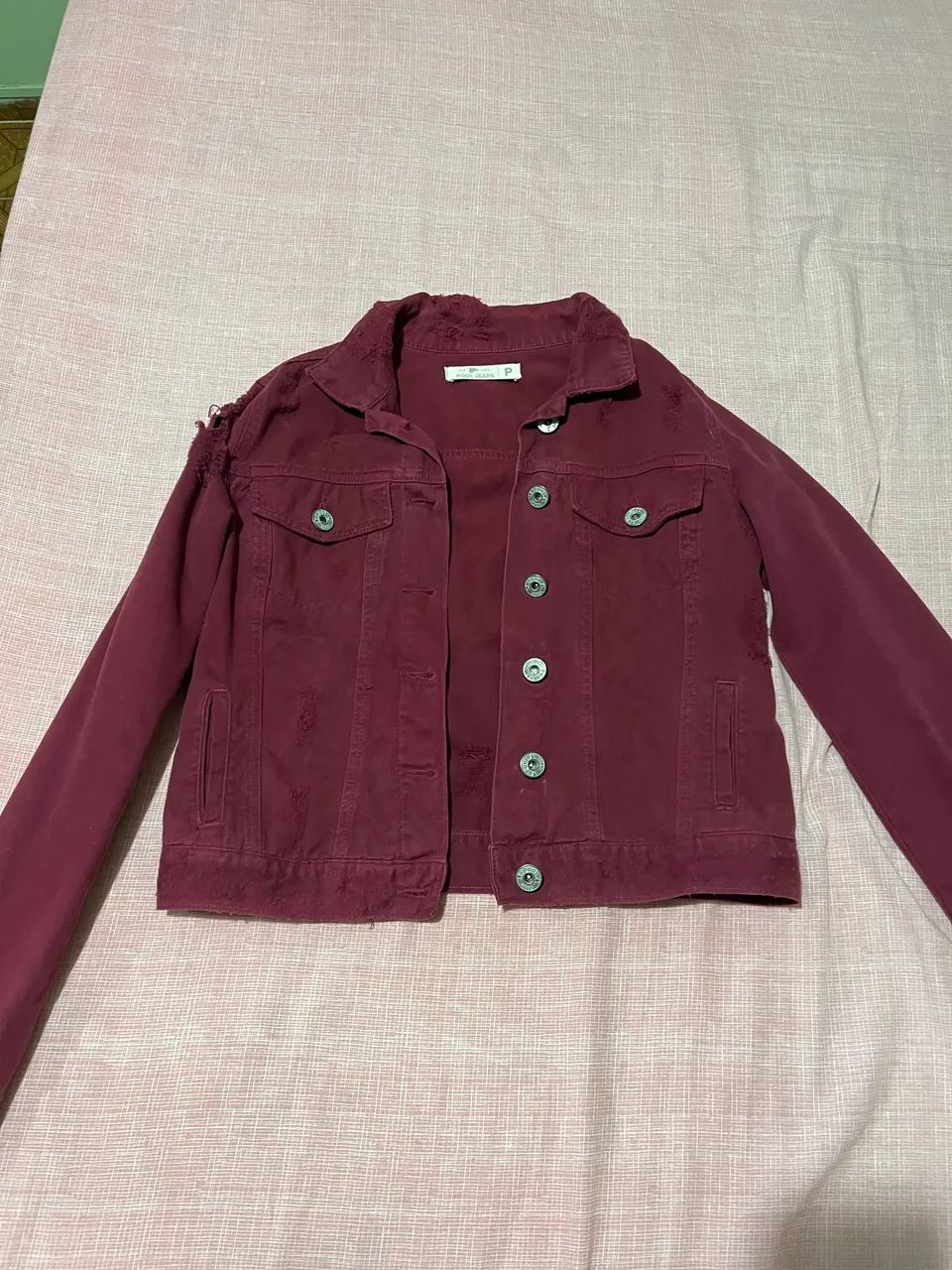 Jaqueta jeans vinho 