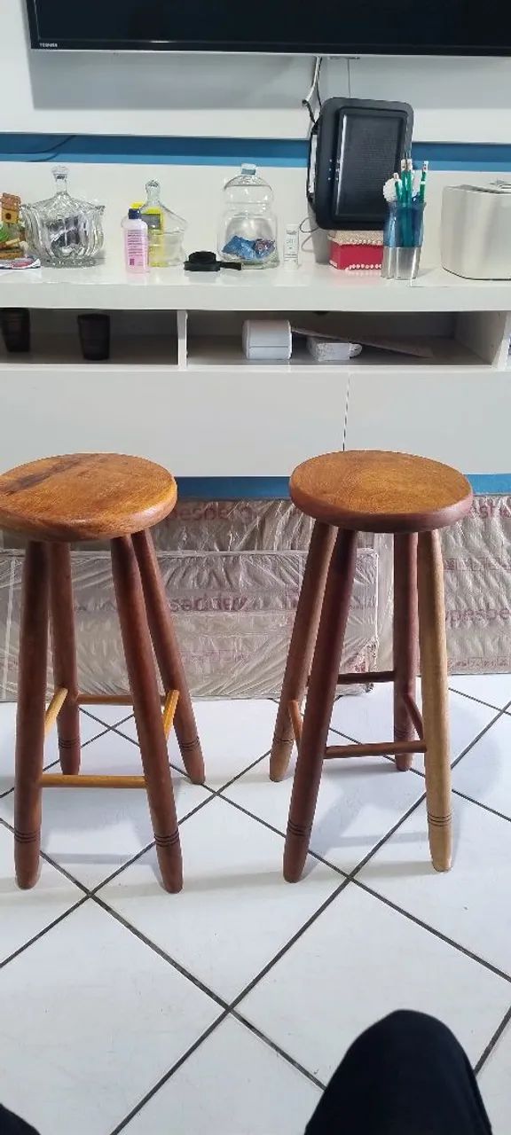 Promoção!Kit com 3 banquetas madeira maciça!449,00 - Foto 2