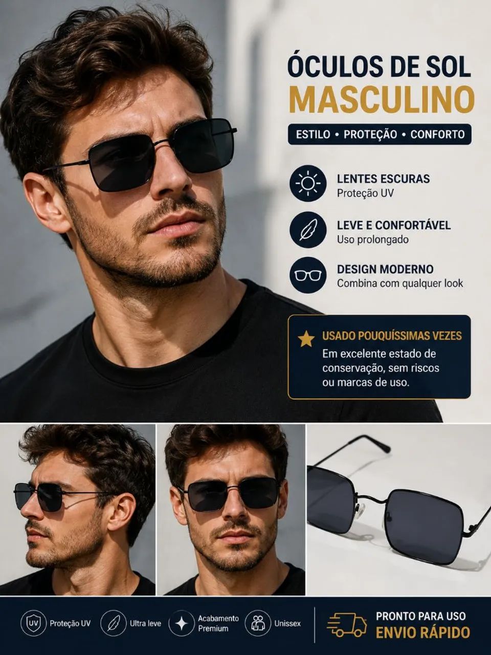 Óculos de Sol Aramis Masculino Retangular - Foto 2