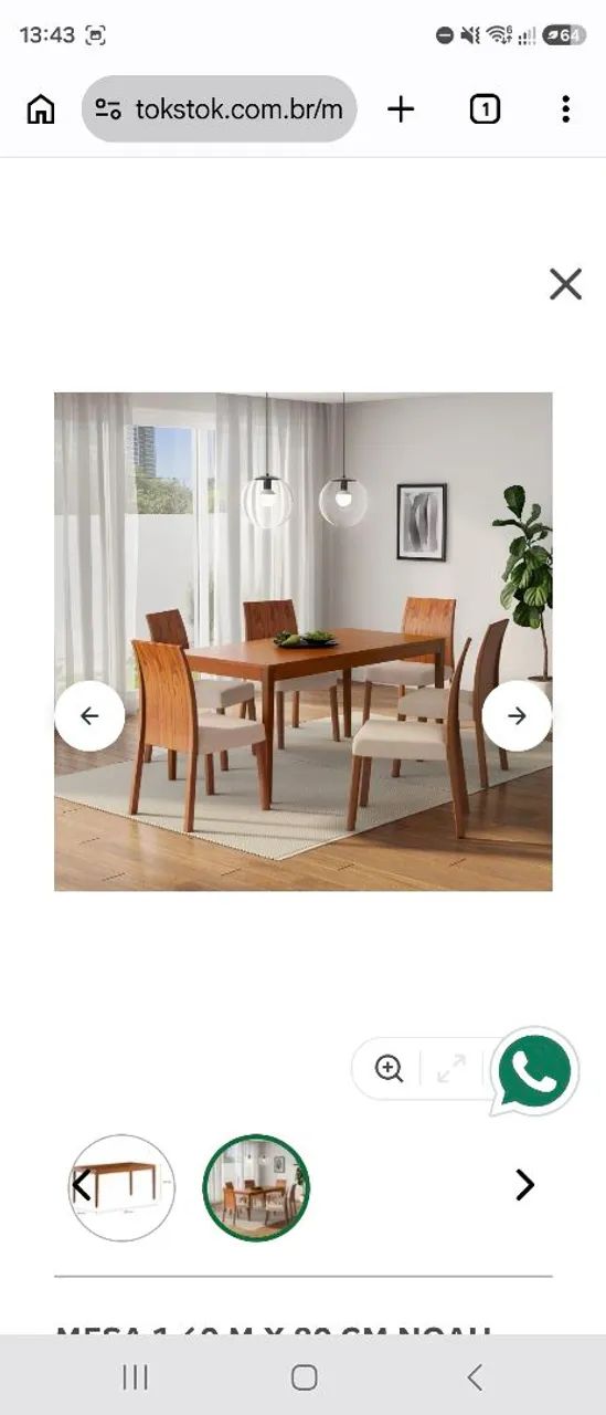 Mesa Tokstok Noah (1,60m x 0,8m) + 2 CADEIRAS - Foto 3