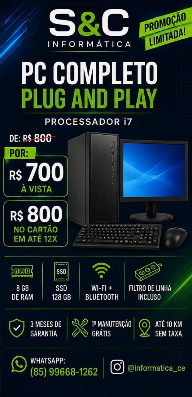 Computador completo por apenas 800