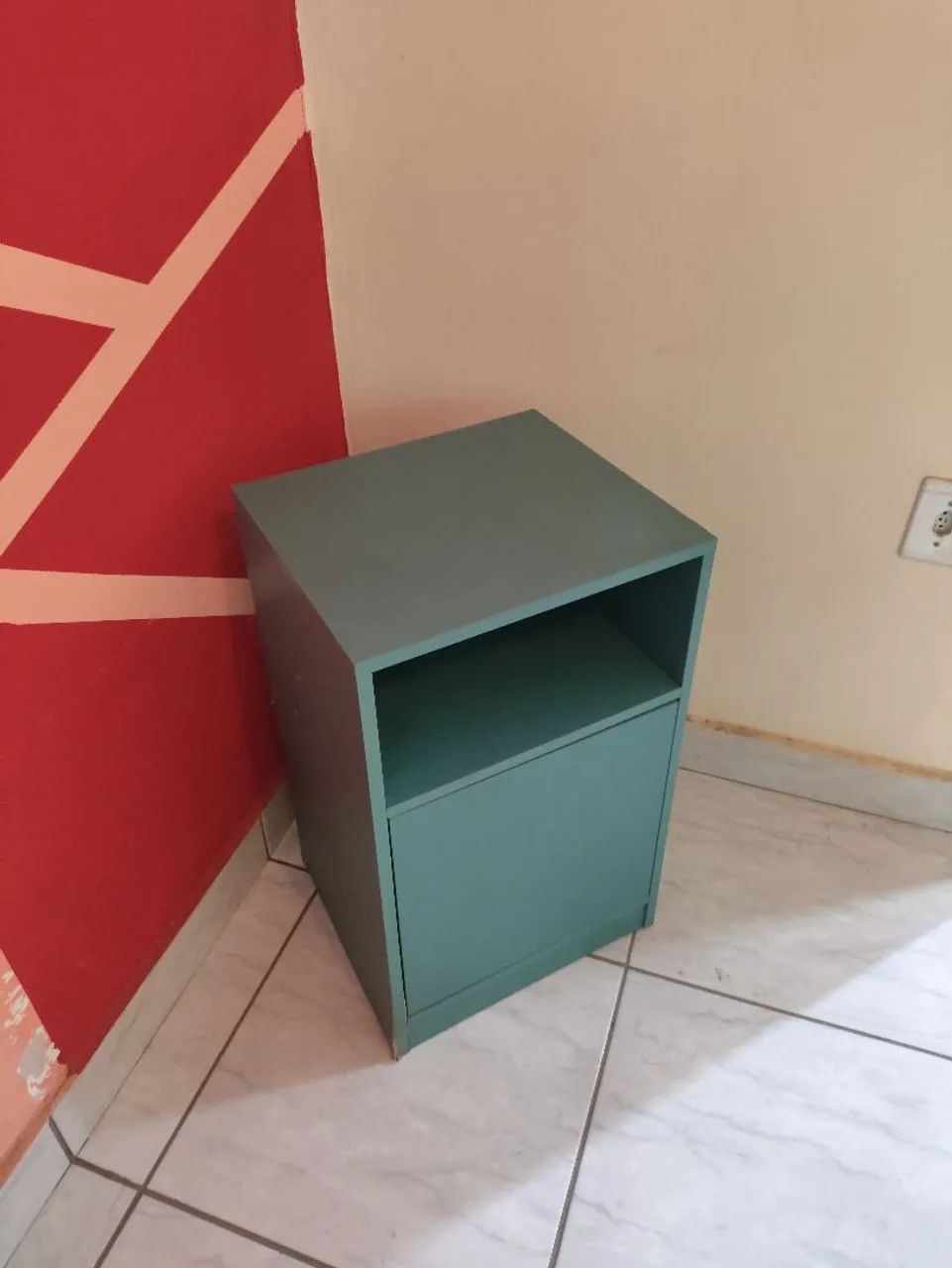Mesa de Cabeceira Turquesa com Porta e Nicho - Foto 4