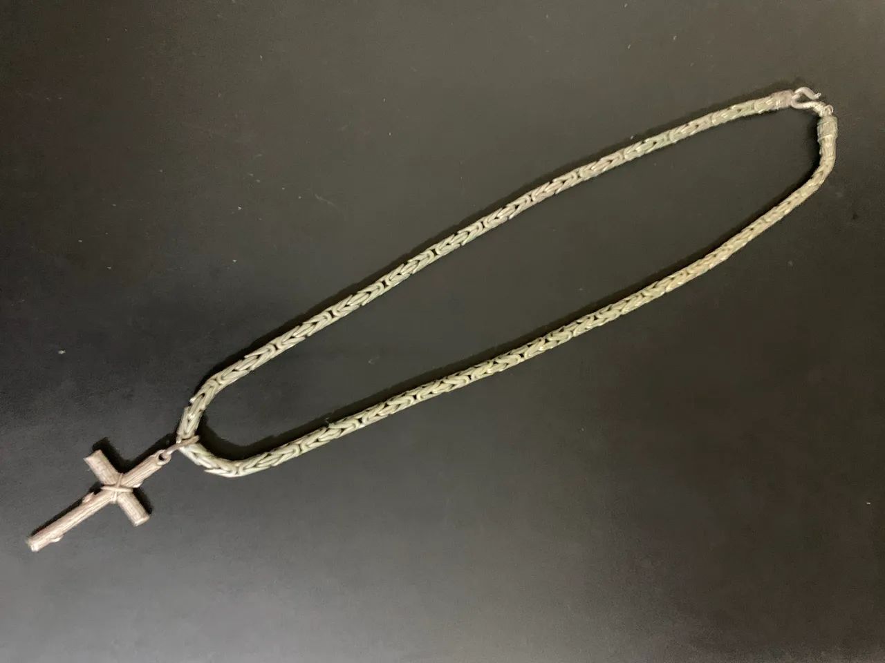 Corrente de BALI ponto peruano prata 950 com crucifixo  - Foto 5