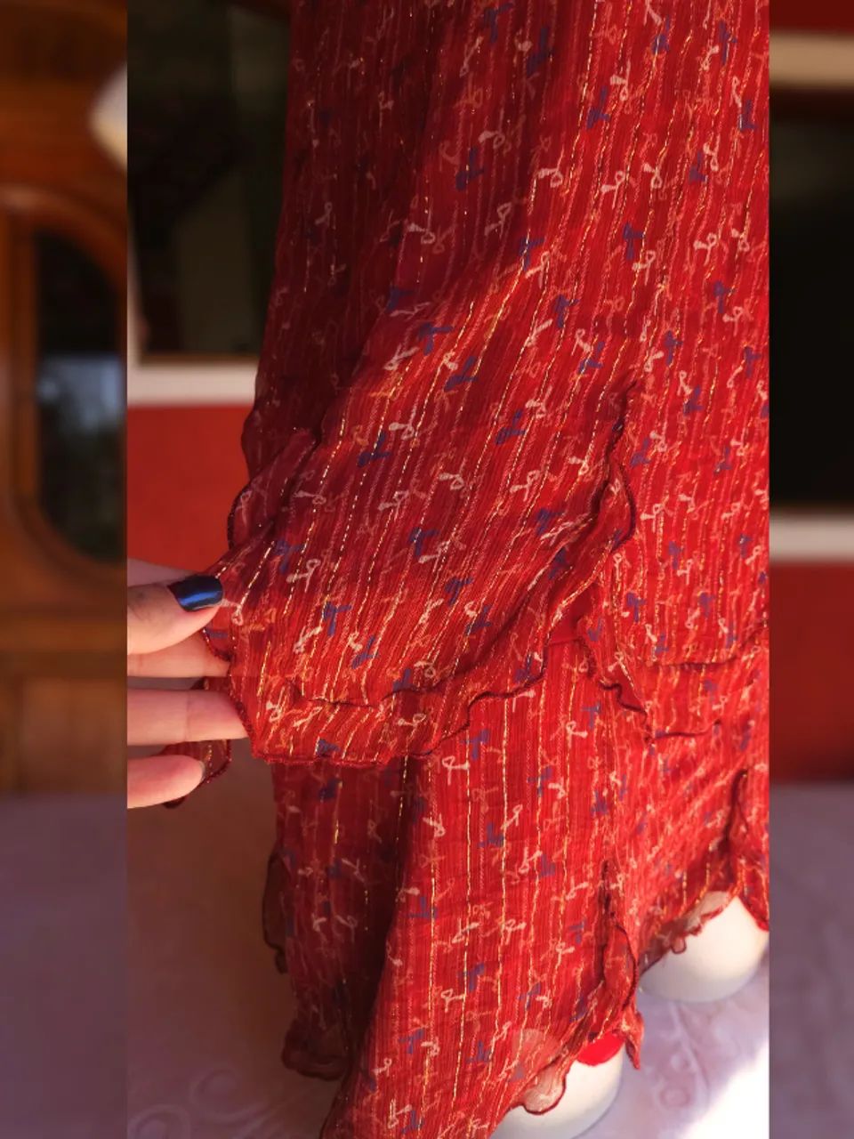 Vestido farm seda vermelho M - Foto 4