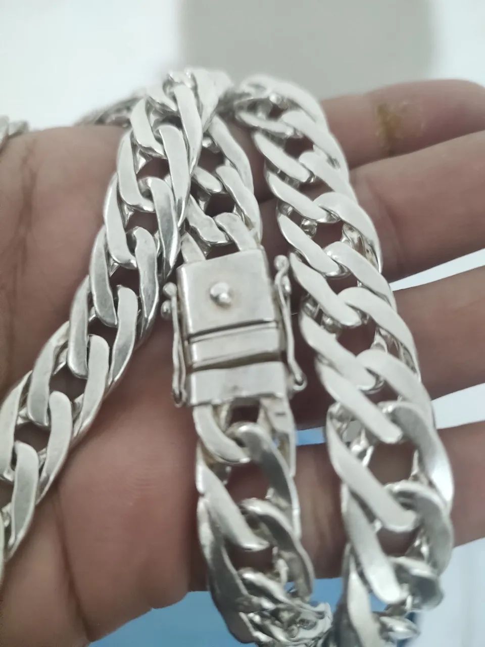 Cordão de prata legítima Pesada grossa maciça 70cm - Foto 3