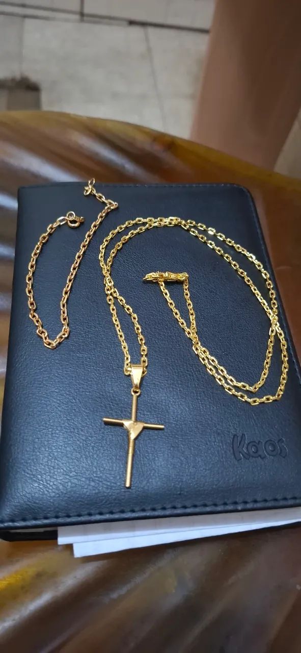 CORDÃO, PULSEIRA E PINGENTE MOEDA ANTIGA banhados  - Foto 5