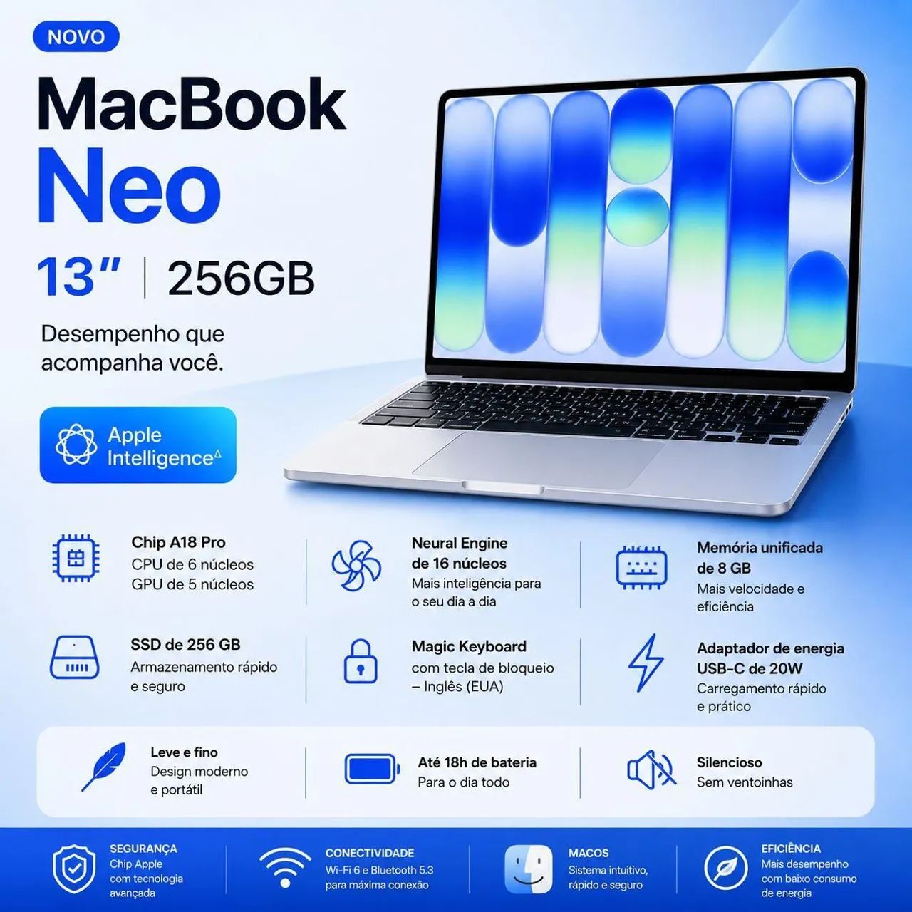 MacBook neo 13 pol. - 256 SSD 8gb de ram e Lacrado