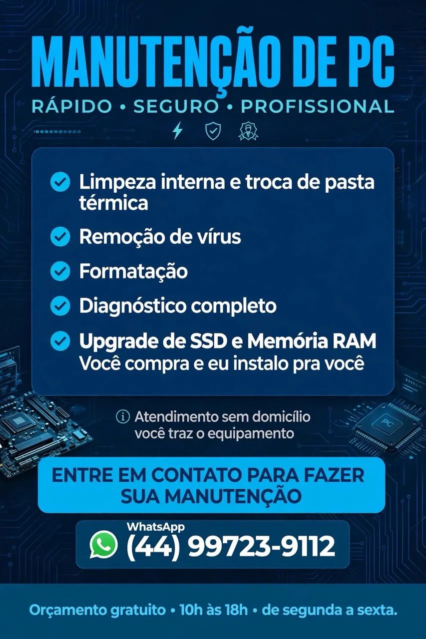 Manutenção de PC e Notebook | Formatação + Limpeza | SSD e RAM - Você Compra e Eu Instalo - Foto 2