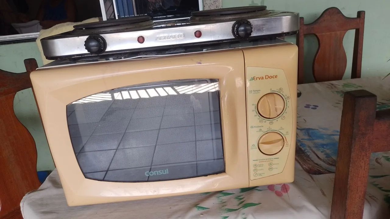 Microondas funcionando perfeitamente e fugao eletrico