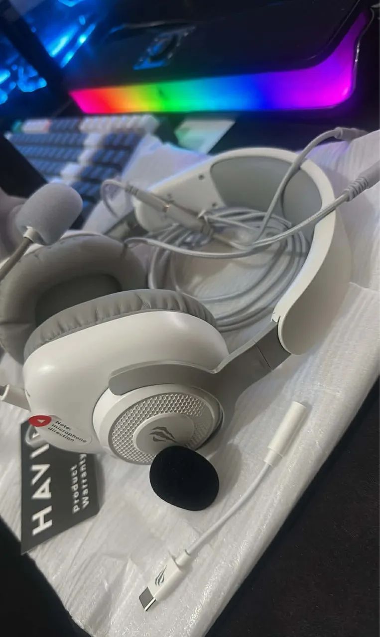 Headset Gamer Branco Havit - Leve, Microfone HD (Oportunidade!) - Foto 2