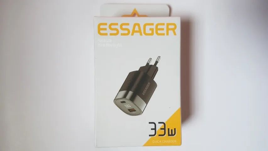 Carregador Digital de Tomada Celular Essager 33w Duas Portas Tipo C e Usb A - Foto 3