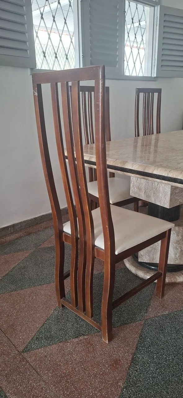 Mesa de Jantar em mármore travertino + 6 cadeiras - Foto 4