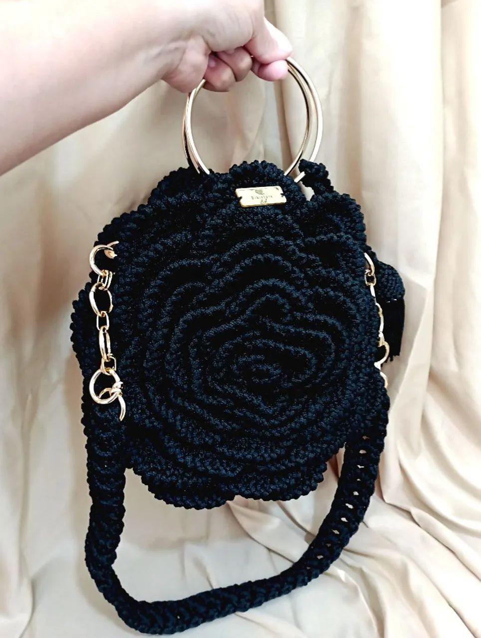Bolsa de crochê mega rosa luxo - Foto 2