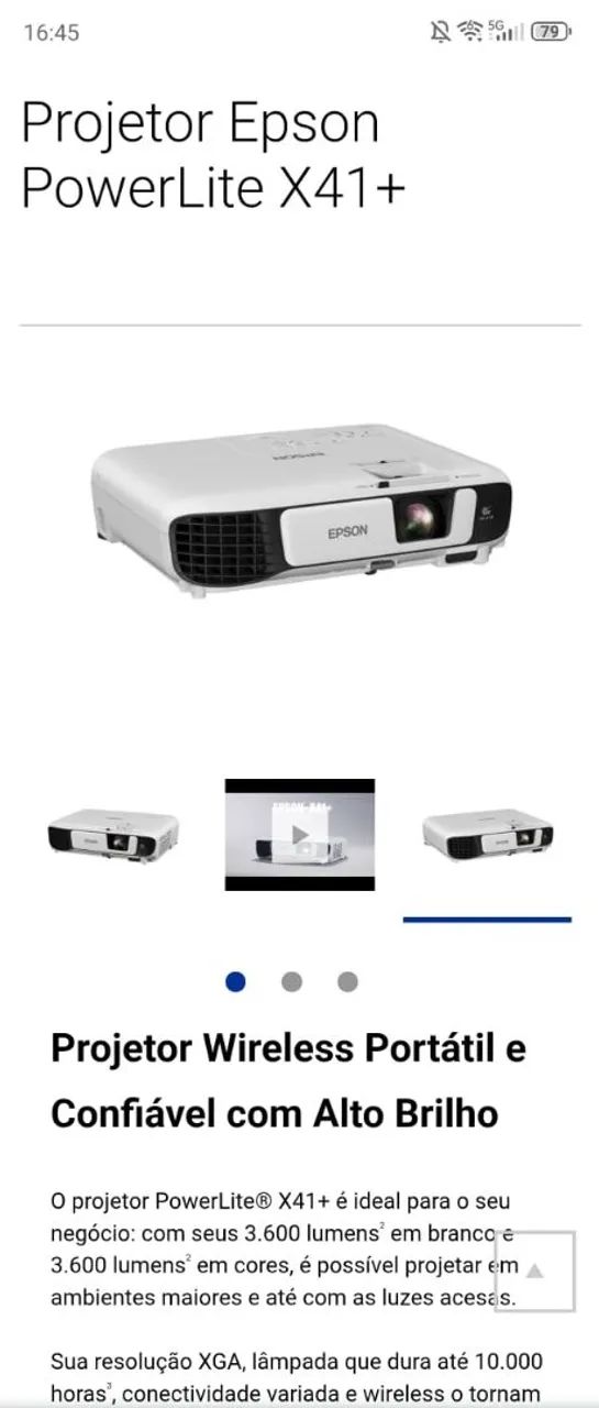 Projetor Epson PowerLite X41+ em ótimo estado  - Foto 4