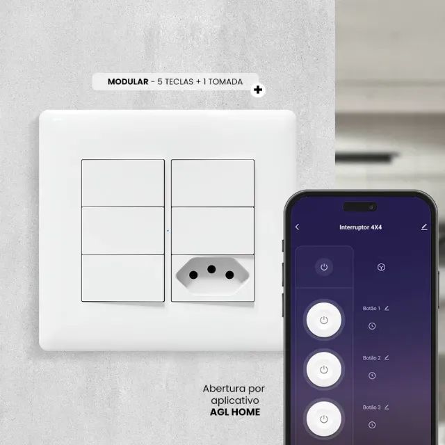 Interruptor e tomada 4x4 inteligente com wifi AGL - Foto 2