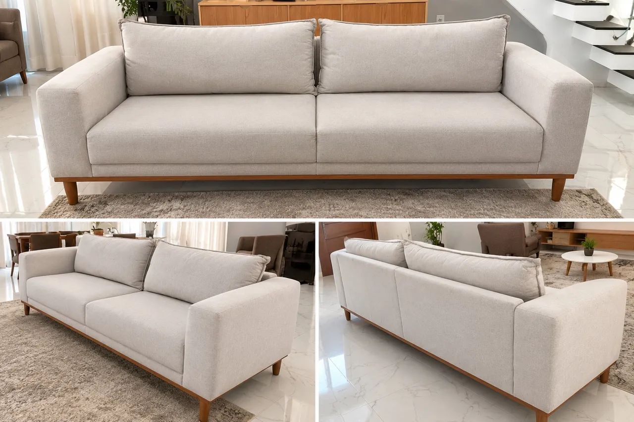 SOFÁ SEMI NOVO EM LINHO 2,70