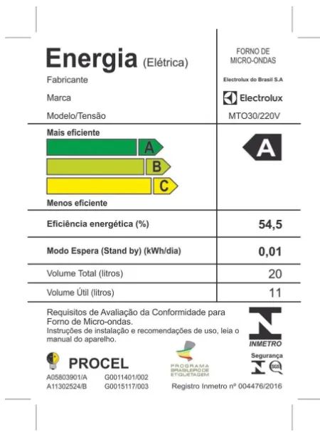 Micro-ondas MTO30 20L Com Função Tira Odor e Descongelar Cor Branco Electrolux - Foto 3