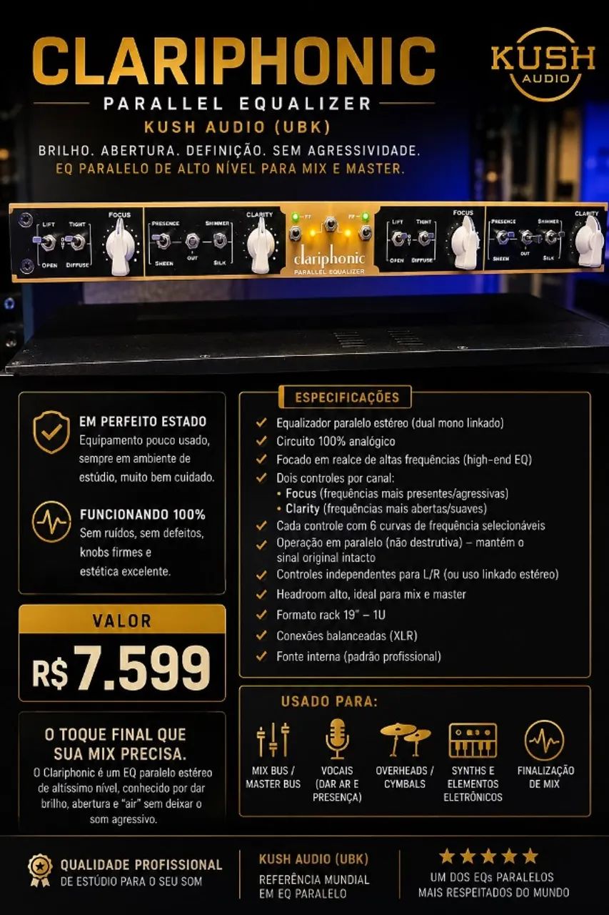 Clariphonic Parallel Equalizer da Kush Audio (UBK) - em perfeito estado. - Foto 3