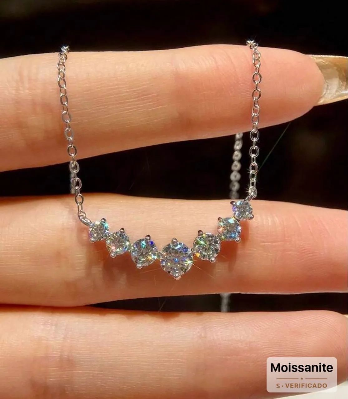 Colar de Moissanite prata 925 - Foto 3
