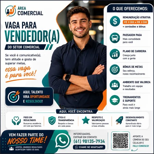 VENDEDOR COMERCIAL | VAGA ABERTA