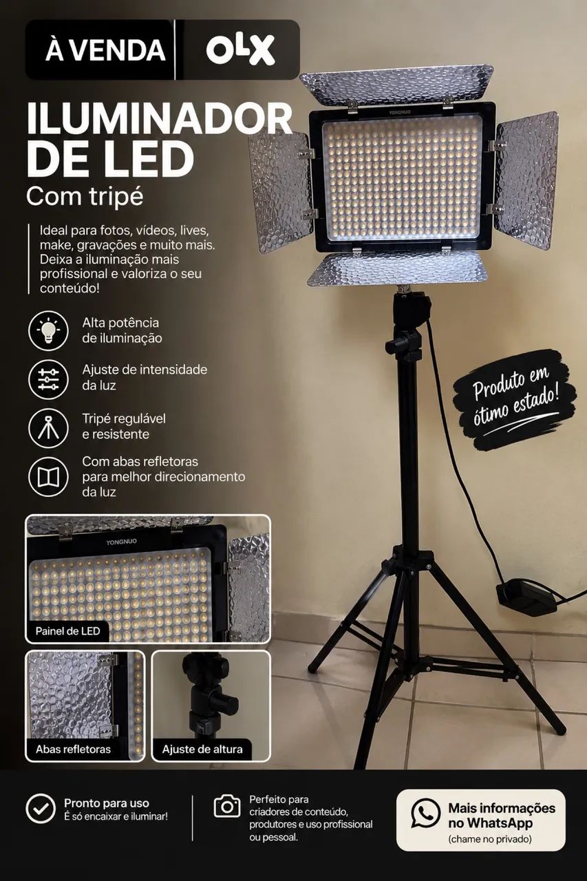 ILUMINADOR LED YONGNUO + TRIPÉ