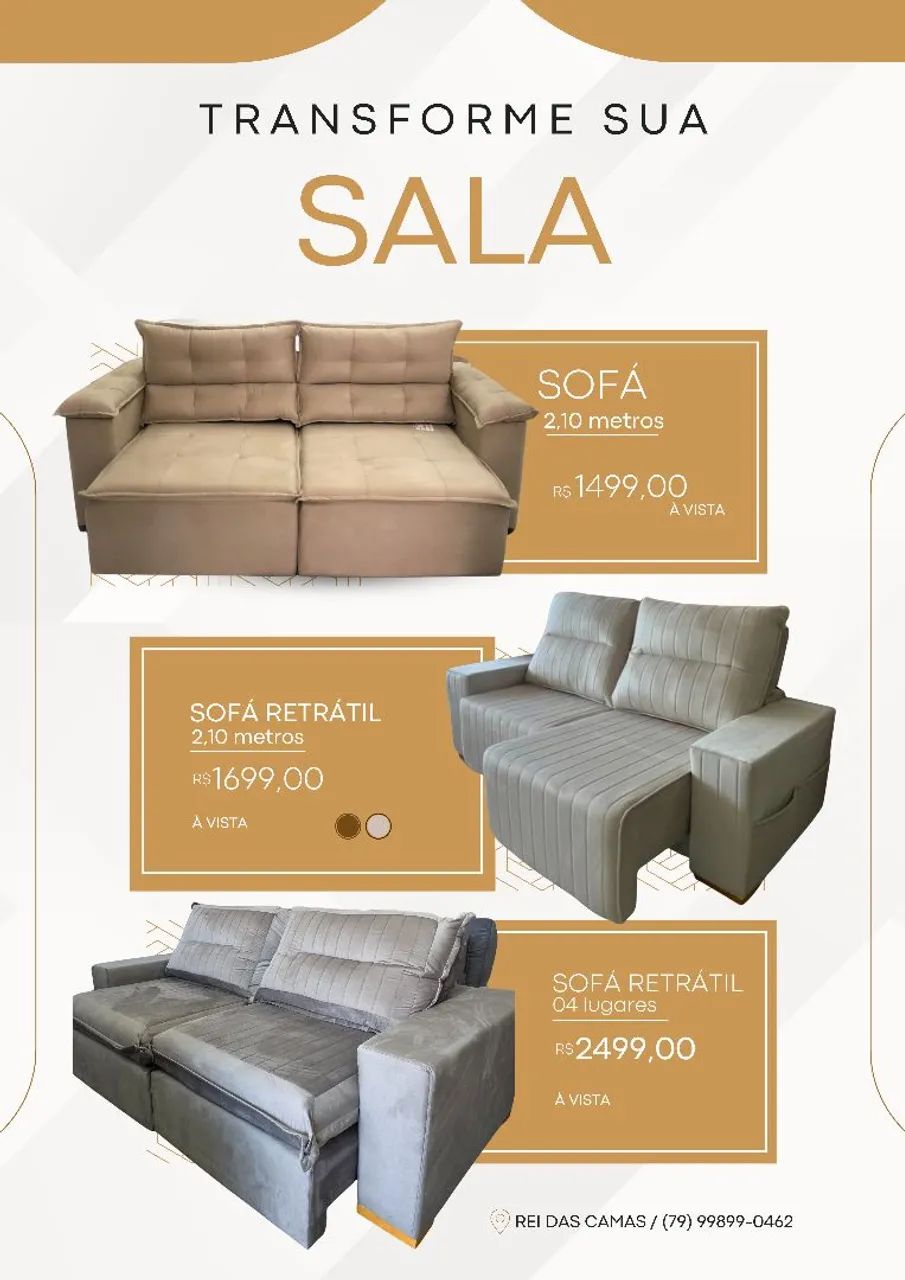 Sofá Retrátil e Reclinável Luxo 