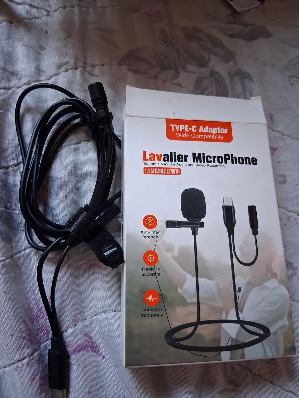 Microfone lapela com cabo tipo c 