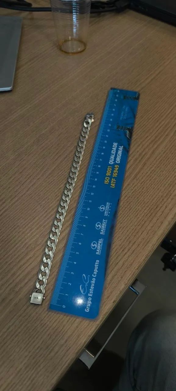 Pulseira de prata 925, 21cm, malha Grumet Grumetada - Foto 2