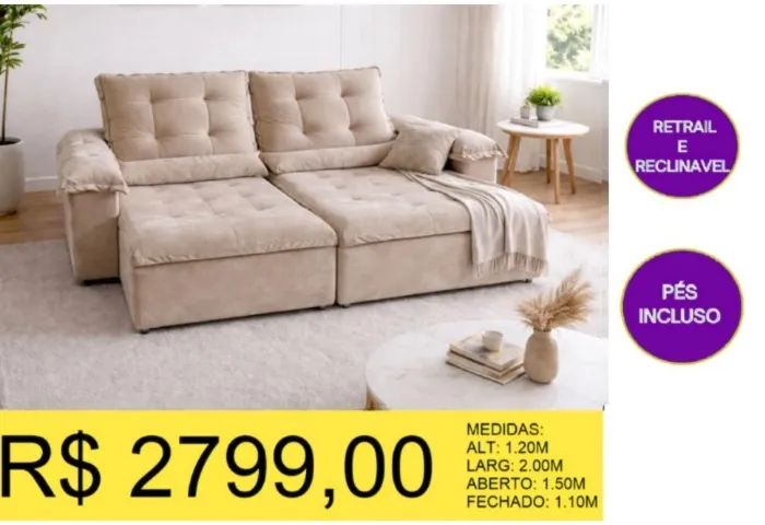 ESTOFADO RETRATIL E RECLINAVEL A PRONTA-ENTREGA  - Foto 2