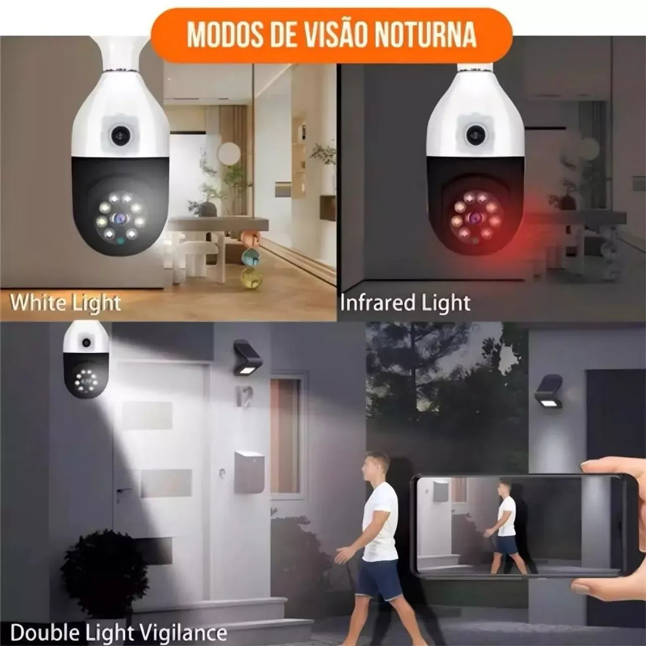 Câmera wifi de bocal dupla imagem - Foto 3
