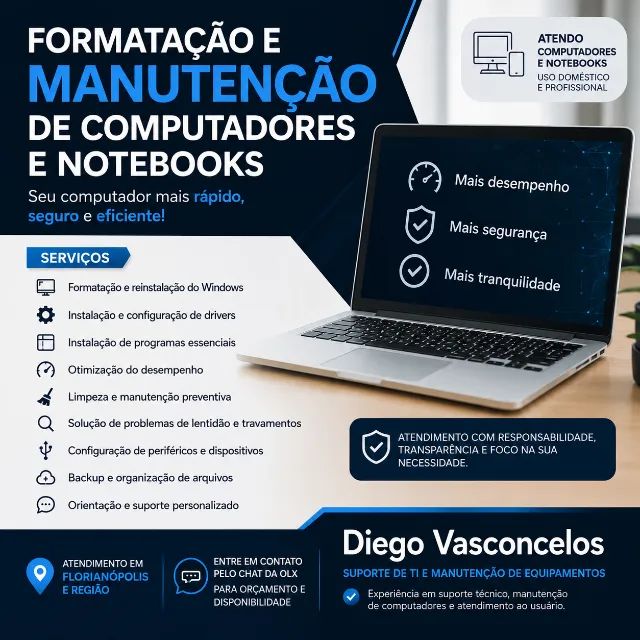 FORMATAÇÃO E MANUTENÇÃO DE COMPUTADORES E NOTEBOOKS