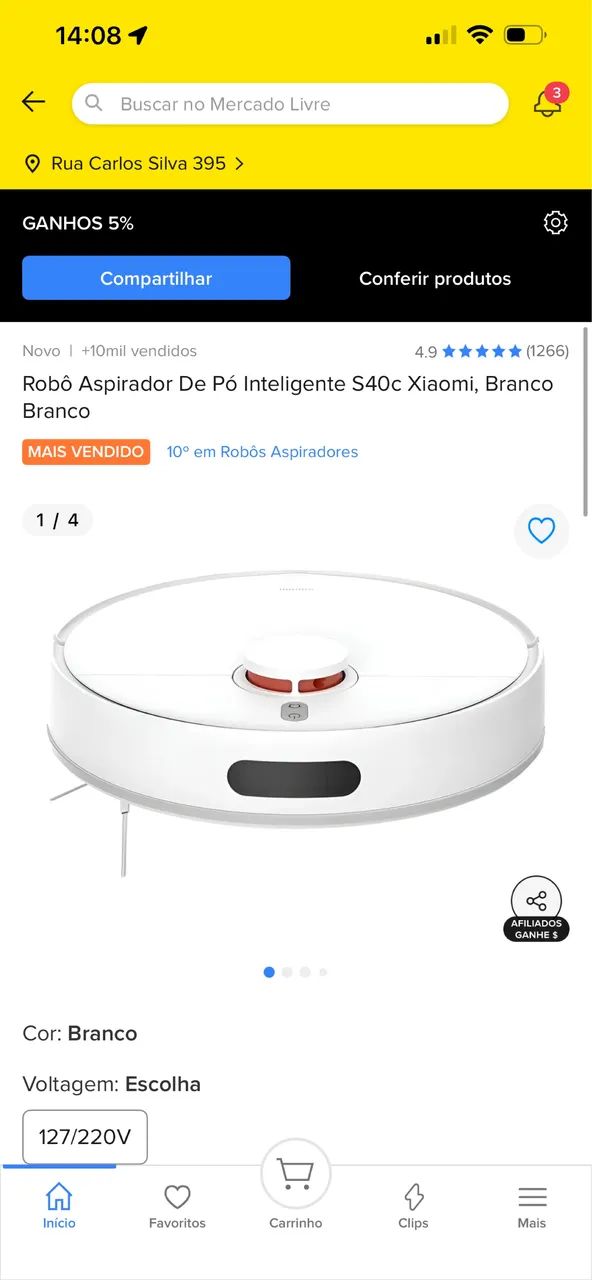 Robô Aspirador De Pó Inteligente S40c Xiaomi, Branco Branco - Foto 4