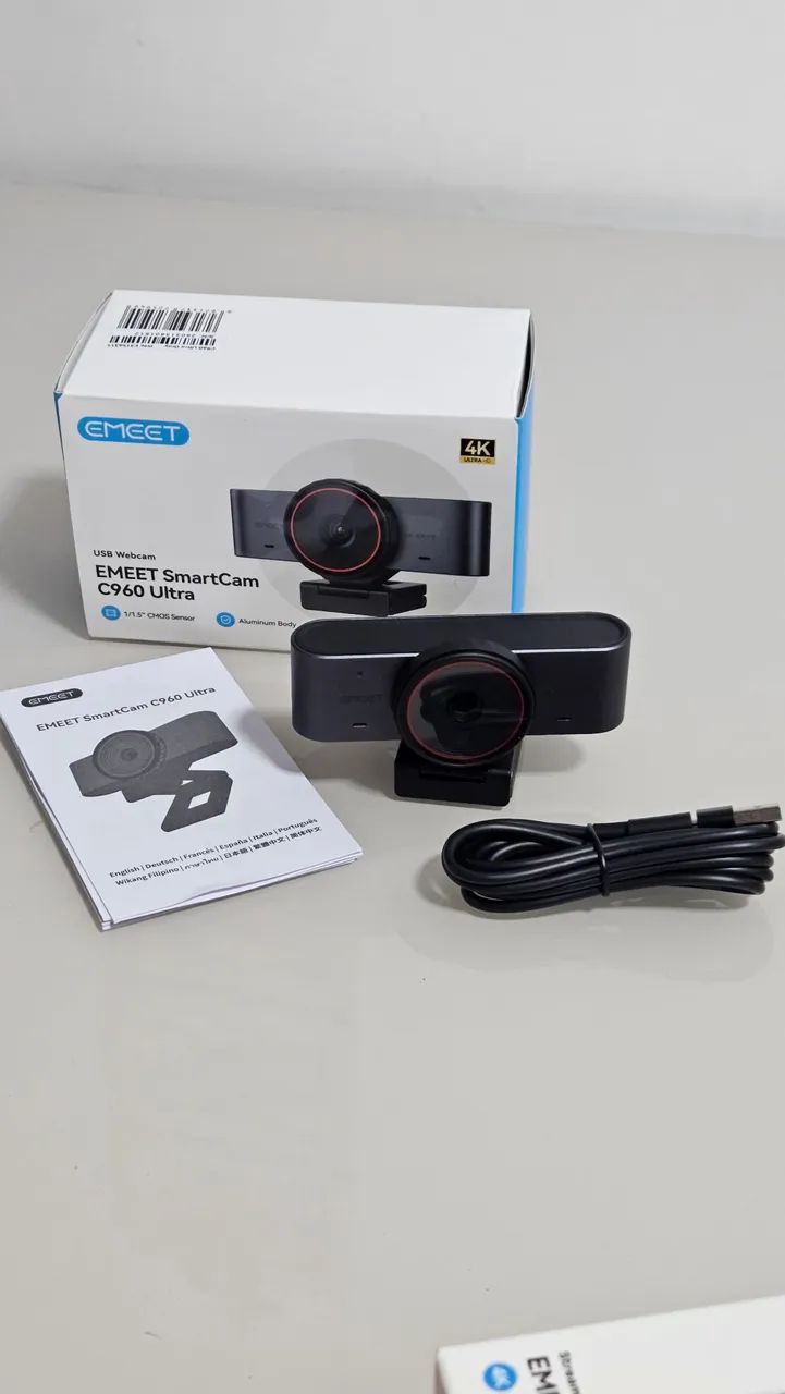Webcam EMEET C960 Ultra 4K SmartCam Nova, Sem Uso