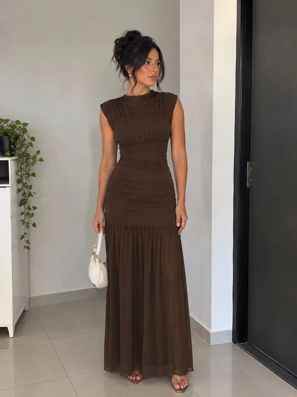 Vestido Longo Marrom 