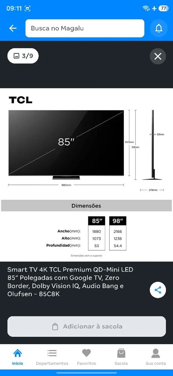 Tv tcl c8k 85 polegadas - Foto 2