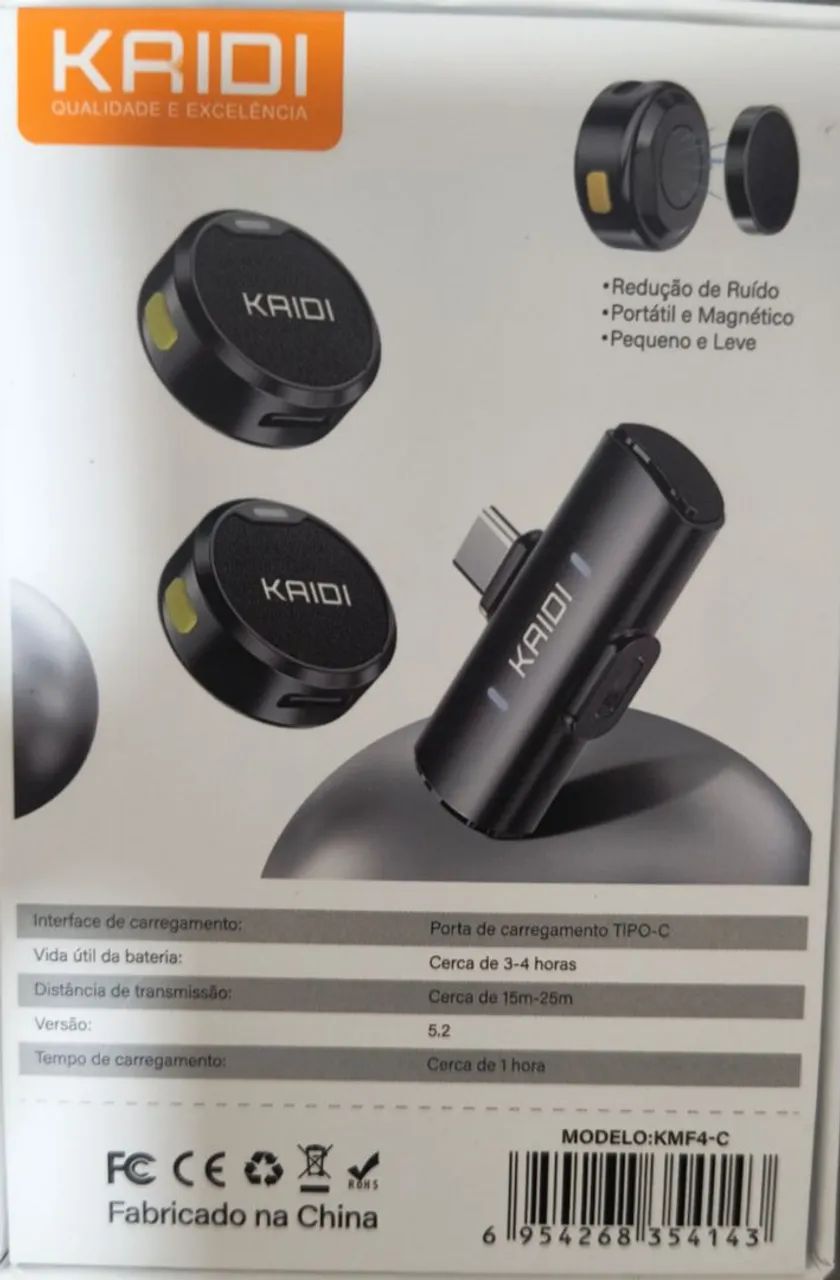 Microfone de Lapela Sem Fio Kaidi KMF4-C P/ Android e Iphone á Partir Do 15 - Foto 4