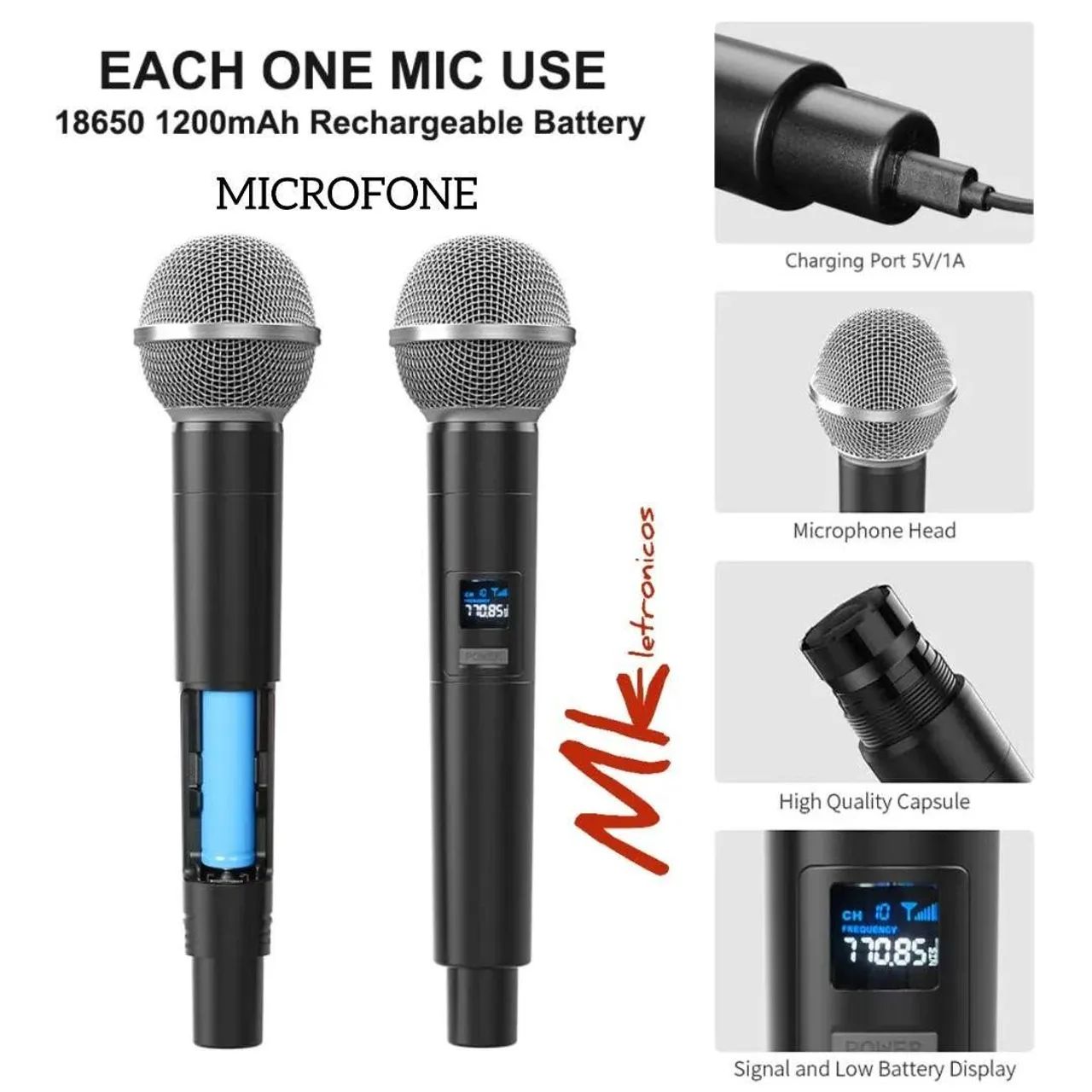 Microfone Dual Digital LED SEM FIO. - Foto 3
