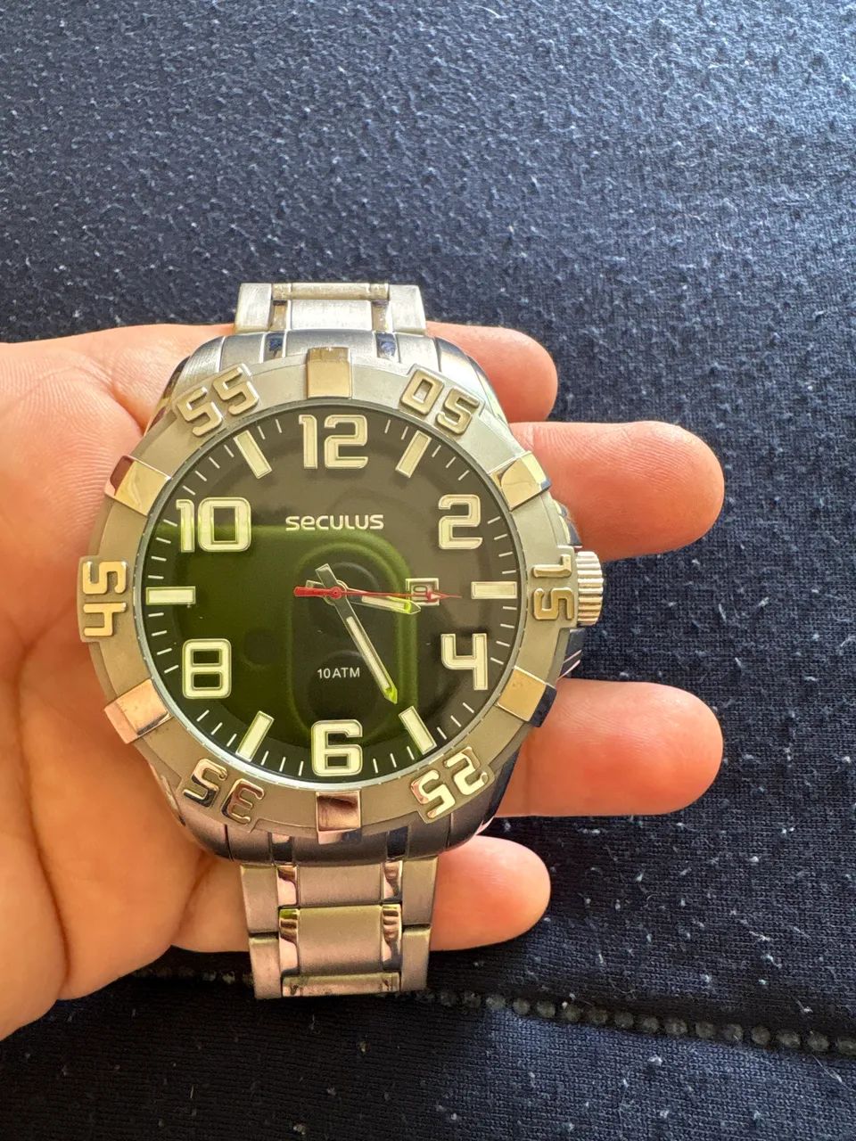 Relógio Seculus Masculino Robusto Aço Aro 3D Prata - Foto 5